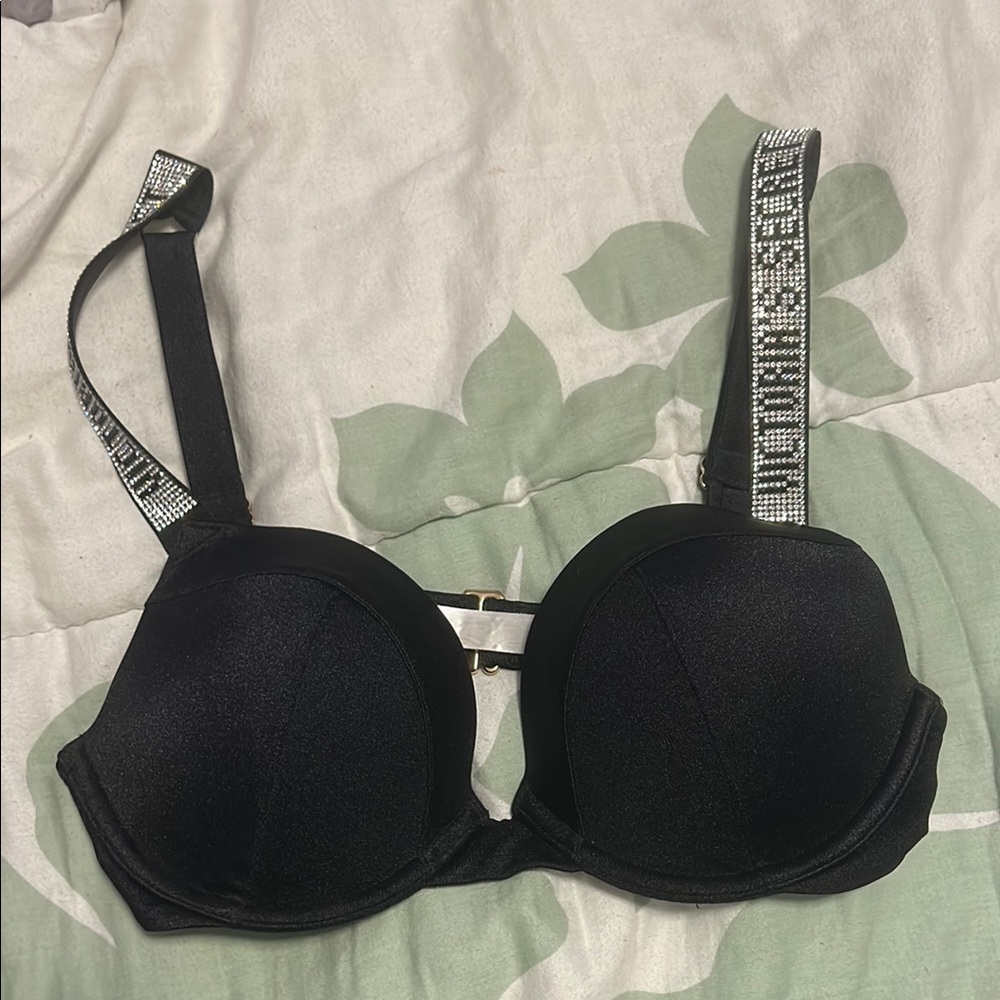 Black Bra with Branded Straps